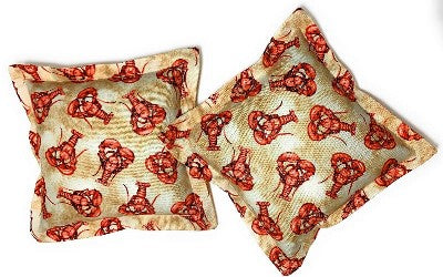 Pair of Small Novelty Pillows - Lobsters on Brown