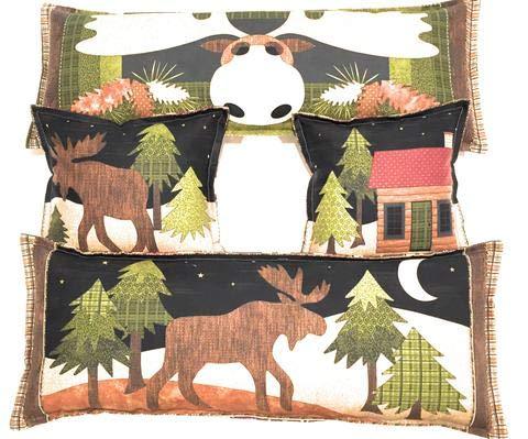 The Maine Sales Company Buckwheat Pillow Set (4 Pillows) Premium Quality - Moose & Rustic Cabin - Primitive Rustic